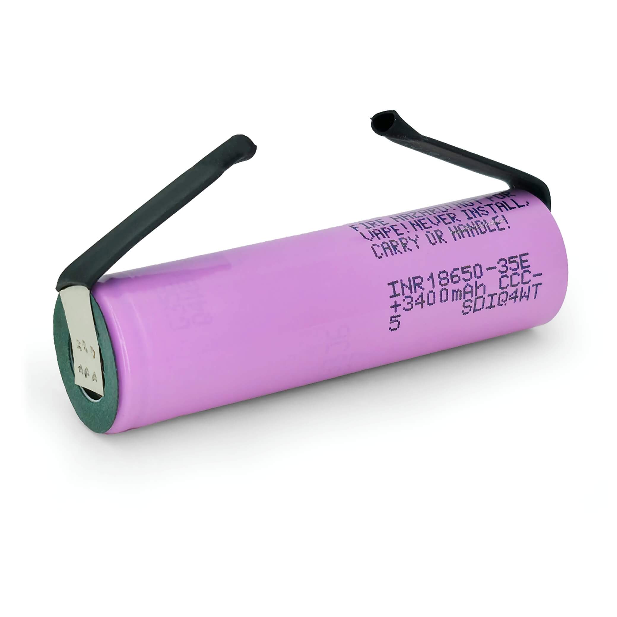Samsung 35E 18650 3500mAh 10A Battery - Solder Tabs