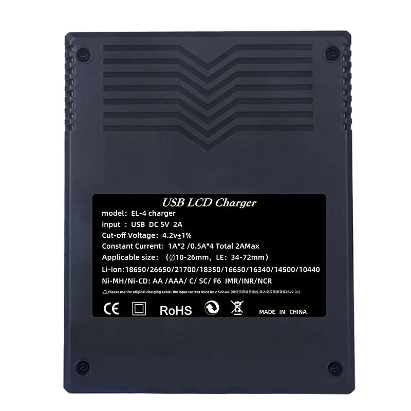 Smart Universal Li-ion USB Type-C 4 Slots Battery Charger